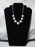 Amazing Vintage Native American Navajo Anderson Deepset Turquoise Sterling Silver Necklace-Nativo Arts
