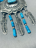 One Of The Most Unique Vintage Native American Navajo Concho Turquoise Sterling Silver Necklace-Nativo Arts