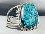 Al Monte Native American Navajo Signed Spiderweb Turquoise Sterling Silver Bracelet-Nativo Arts