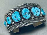 Jimmy Shay Important Vintage Native American Navajo Turquoise Sterling Silver Wave Bracelet-Nativo Arts