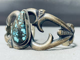 Important Vintage Native American Navajo Wide Web Lander Blue Turquoise Sterling Silver Bracelet-Nativo Arts