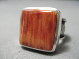 One Of The Best Native American Navajo Squared Spiny Shell Sterling Silver Heavy Ring-Nativo Arts