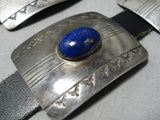 Important Vintage Native American Navajo Sidney Nez Lapis Sterling Silver Concho Belt Old-Nativo Arts