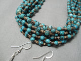 Native American Important Santo Domingo Jose Coriz Turquoise Heishi Sterling Silver Necklace-Nativo Arts