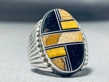 Unique Vintage Native American Navajo Jet Tigers Eye Sterling Silver Ring-Nativo Arts