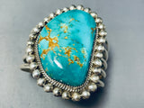 Raymond Nez Vintage Native American Navajo Chunky Turquoise Sterling Silver Bracelet-Nativo Arts