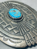 Astounding Vintage Native American Navajo Morenci Turquoise Sterling Silver Buckle-Nativo Arts