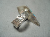 Important Vintage Native American Laguna Kenny Romero Turquoise Sterling Silver Inlay Ring-Nativo Arts