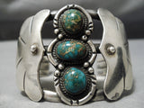 Heavy Huge Vintage Native American Navajo Royston Turquoise Sterling Silver Bracelet Old-Nativo Arts
