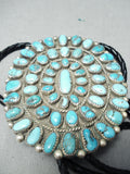 Huge Vintage Native American Navajo Turquoise Cluster Sterling Silver Bolo Old-Nativo Arts