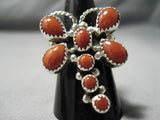 Incredible Zuni Coral Sterling Silver Butterfly Ring Native American-Nativo Arts