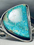 Half Moon Turquoise Vintage Native American Navajo Heavy Sterling Silver Bracelet-Nativo Arts