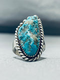 Signed Vintage Native American Hopi Seafoam Turquoise Sterling Silver Ring-Nativo Arts