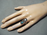 Amazing Vintage Native American Navajo Blue Turquoise Pearl Sterling Silver Ring Old-Nativo Arts