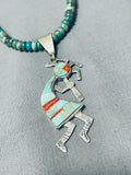 Dancing Kokopelli Native American Navajo Green Turquoise Sterling Silver Necklace-Nativo Arts