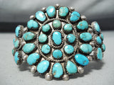 Museum Vintage Native American Navajo Morenci Turquoise Cluster Sterling Silver Bracelet-Nativo Arts
