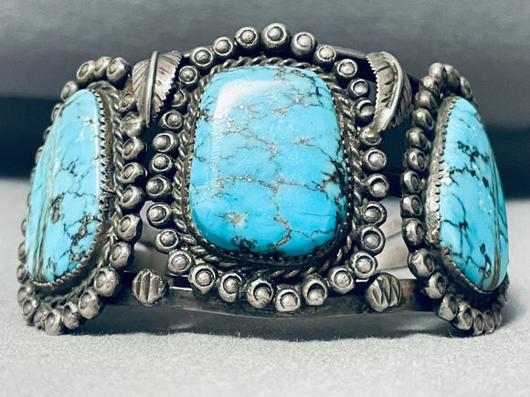 One Of The Best Vintage Native American Navajo Spiderweb Turquoise Sterling Silver Bracelet-Nativo Arts