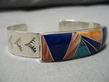 Incredible Vintage Native American Navajo Turquoise Lapis Sterling Silver Bracelet Cuff Old-Nativo Arts
