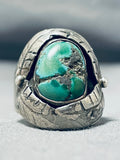 Tremendous Vintage Native American Navajo Turquoise Sterling Silver Ring-Nativo Arts