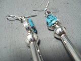Dramatic Navajo Turquoise Sterling Silver Earrings Native American-Nativo Arts