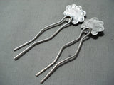 Marvelous Vintage Native American Navajo Damale Turquoise Sterling Silver Hair-pins Old-Nativo Arts