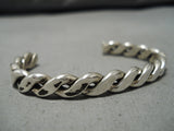 Exquisite Vintage Navajo Twisted Rope Sterling Silver Native American Bracelet-Nativo Arts