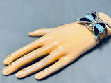Exquisite Vintage Native American Zuni Blue Gem Turquoise Sterling Silver Butterfly Bracelet-Nativo Arts