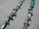 Huge Longer Vintage Navajo Turquoise Abalone Shell Native American Necklace Old-Nativo Arts