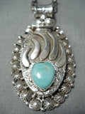 Heavy Navajo Royston Turquoise Sterling Silver Necklace Native American-Nativo Arts
