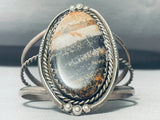 One Of The Best Vintage Native American Navajo Towering Petrified Wood Sterling Silver Bracelet-Nativo Arts