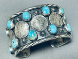 102 Gram Heavy San Felipe Turquoise Sterling Silver Coin Bracelet-Nativo Arts