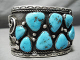 Big Old Men's Vintage Native American Navajo Turquoise Sterling Silver Leaf Bracelet-Nativo Arts