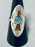 Amazing Mid Century Vintage Native American Navajo Turquoise Coral Sterling Silver Ring-Nativo Arts