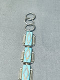 Dramatic Native American Navajo Blue Gem Turquoise Sterling Silver Link Bracelet-Nativo Arts