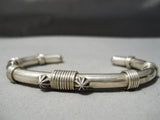 For Larger Wrist Huge Vintage Native American Navajo Thick Sterling Silver Coil Bracelet Old-Nativo Arts