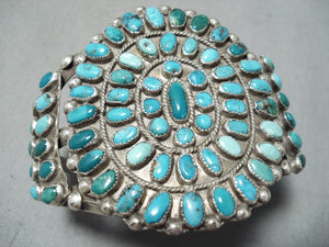 Huge Early Vintage Native American Navajo Cerrillos Turquoise Sterling Silver Bracelet-Nativo Arts
