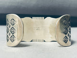 One Of The Best Vintage Native American Navajo Long Domed Lapis Sterling Silver Bracelet-Nativo Arts