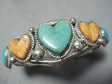 Terry Joe Vintage Native American Navajo Royston Turquoise Heart Sterling Silver Bracelet-Nativo Arts