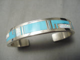 Exceptional Vintage Native American Zuni Thicker Navajo Turquoise Sterling Silver Bracelet-Nativo Arts