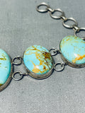 Chunky Domed Turquoise Vintage Native American Navajo Sterling Silver Link Bracelet-Nativo Arts
