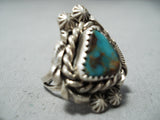 Striking Vintage Native American Navajo Royston Turquoise Sterling Silver Ring Old-Nativo Arts