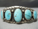 Amazing Vintage Native American Navajo Carico Lake Turquoise Sterling Silver Bracelet Old-Nativo Arts