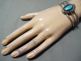 Unique Vintage Native American Navajo Old Kingman Turquoise Sterling Silver Shadowbox Bracelet-Nativo Arts