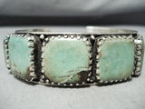 Heavy Vintage Native American Navajo Green Turquoise Sterling Silver Bracelet-Nativo Arts