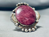 Elegant Native American Navajo Signed Purple Spiny Sterling Silver Enormous Ring-Nativo Arts