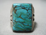 Incredible Vintage Native American Navajo Men's Spiderweb Turquoise Sterling Silver Ring Old-Nativo Arts