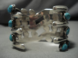 Heavy Vintage Zig Zag Turquoise Sterling Silver Native American Navajo Bracelet Old Cuff-Nativo Arts