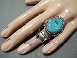 Dynamic Navajo Kingman Turquoise Sterling Silver Ring Native American-Nativo Arts