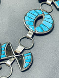 One Of The Best Vintage Native American Navajo Turquoise Inlay Sterling Silver Necklace-Nativo Arts