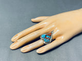Best Native American Navajo Turquoise Heart Sterling Silver Coral Inlay Ring-Nativo Arts